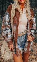 Load image into Gallery viewer, Cinnamon Spice Corduroy Patch Plaid Shacket (Cinnamon)
