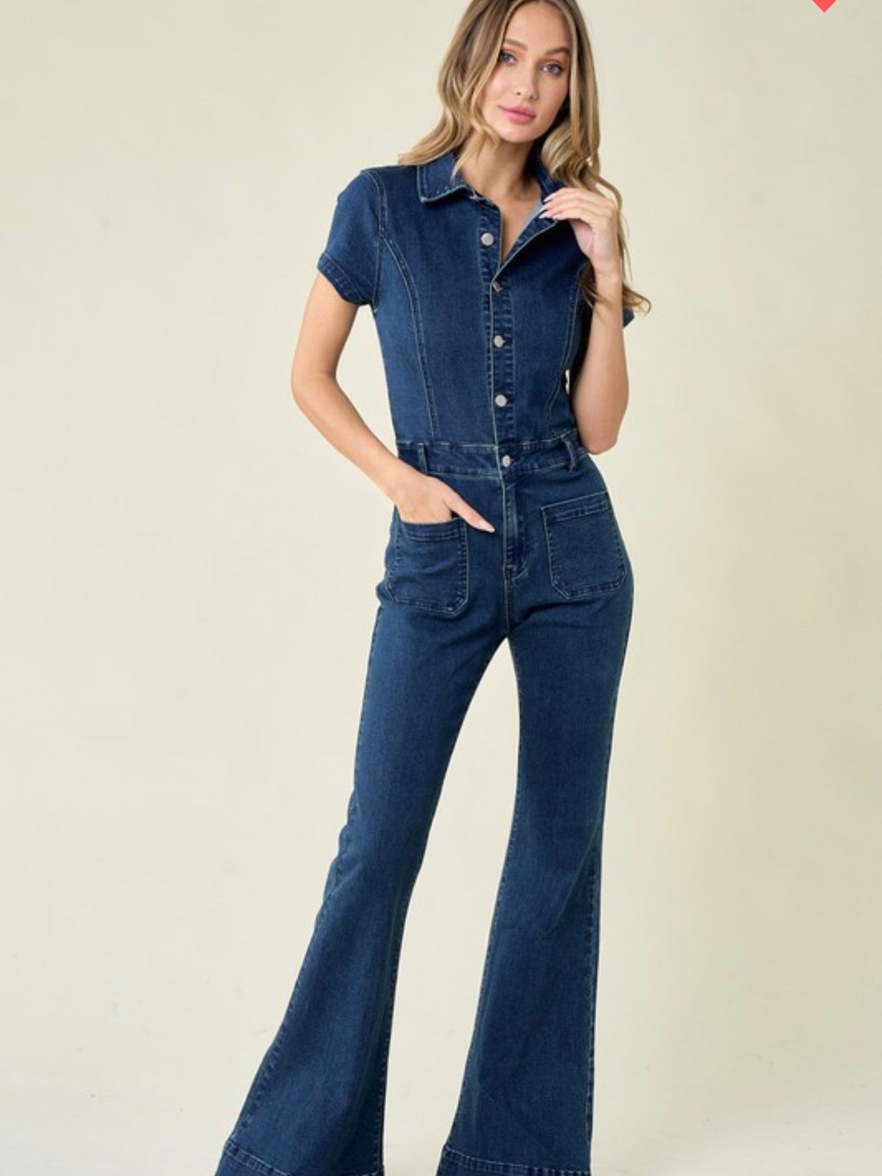 Denim Darling Flare Jumpsuit (Dark Wash)