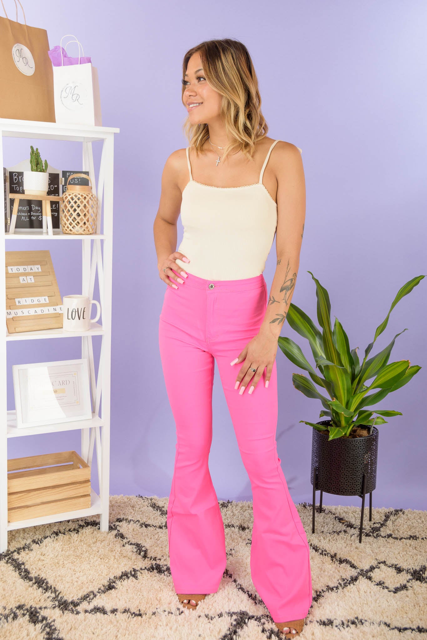 Love and Luxe High Rise Bell Bottom Pants (Pink) – Muscadine Ridge